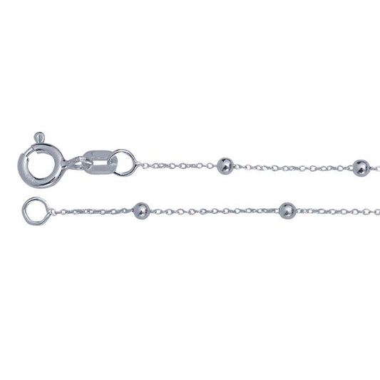 Sterling Silver 0,7 mm kabelkedja med 2 mm runda pärlor