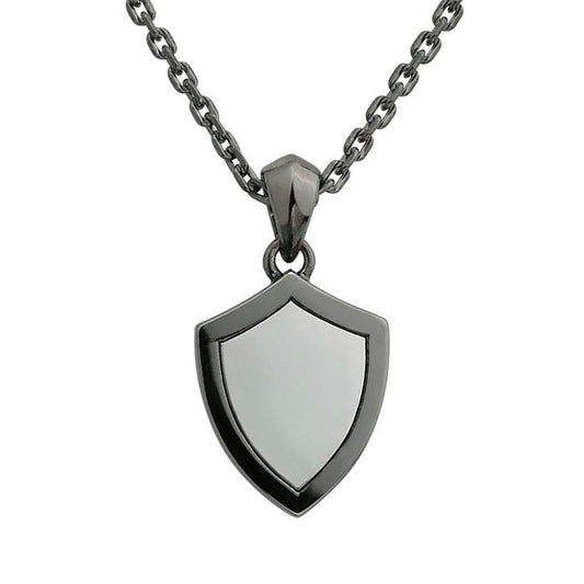 Sterling Silver Two-Tone Shield Necklace