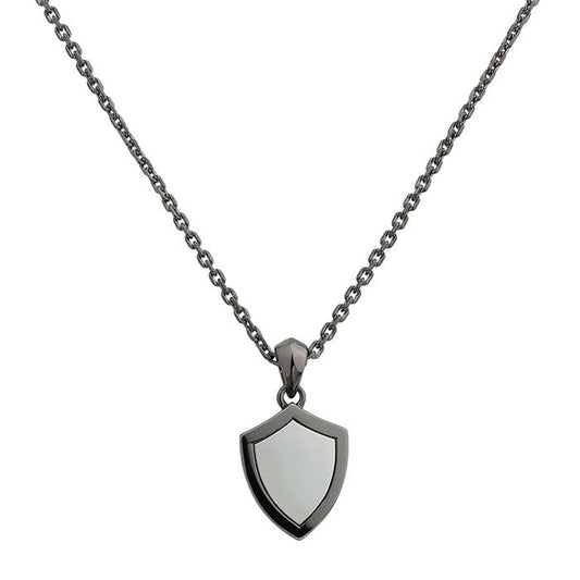 Sterling Silver Two-Tone Shield Necklace
