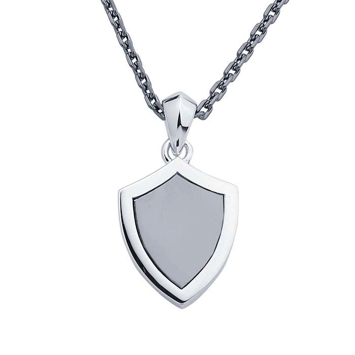 Sterling Silver Two-Tone Shield Necklace