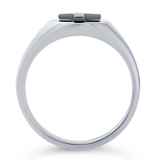Sterling Silver Ring with Black Rhodium-Plated Cross