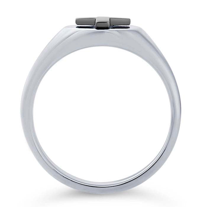 Sterling Silver Black Rhodium-Plated Cross Ring