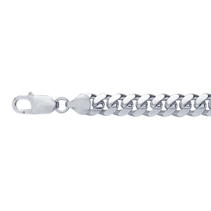 Sterling Silver Beveled Oval Curb Chain Bracelet