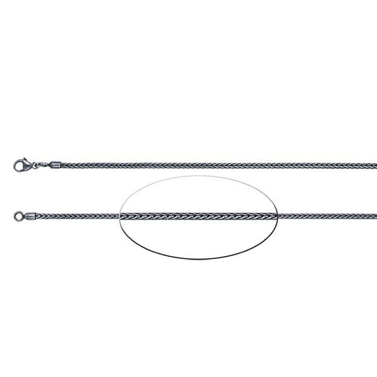 Sterling Silver Oxidized 2.5mm Round Foxtail Chain