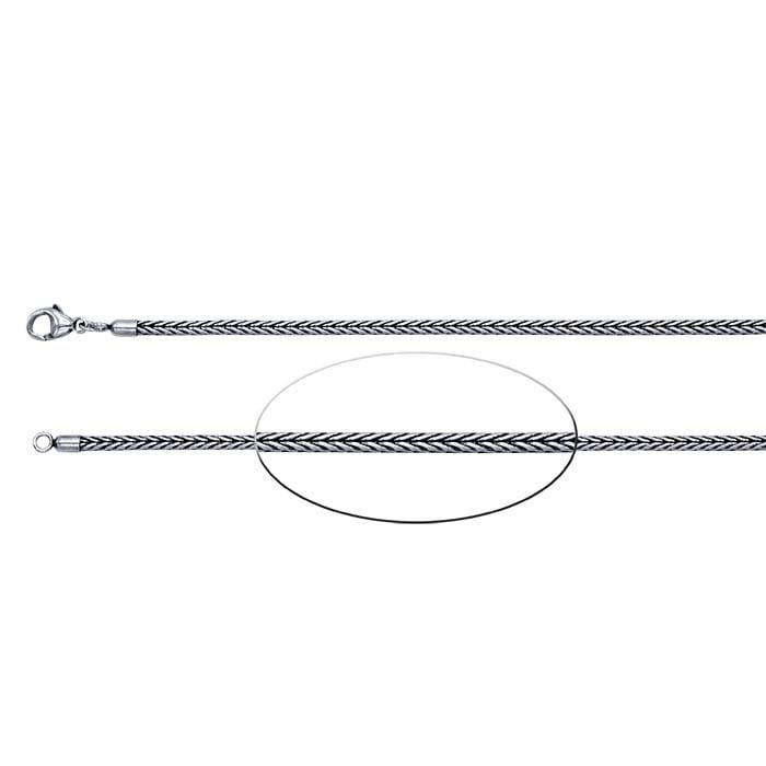 Sterling Silver Oxidized Round Foxtail Chain