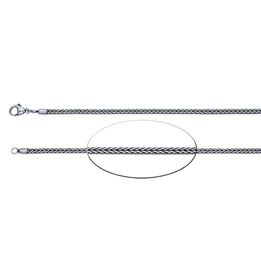 Sterling Silver Oxidized Round Foxtail Chain