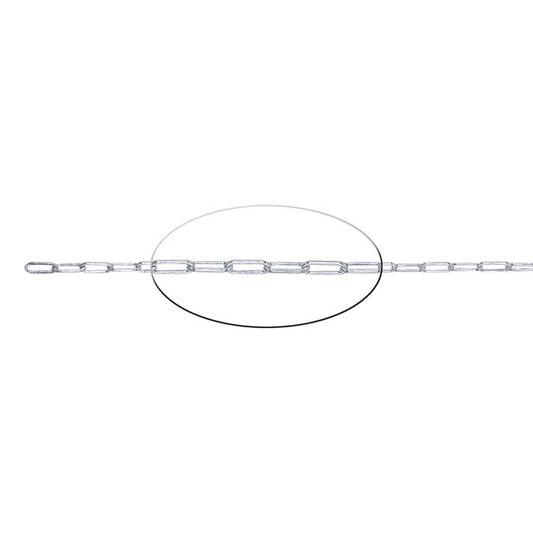 Sterling Silver 3,1 mm Oval Kabelkedja, Per Fot