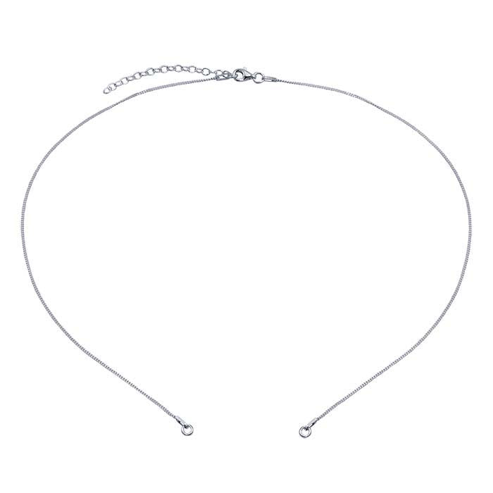 Sterling Silver 1mm Diamond-Cut Curb Chain Necklace Component