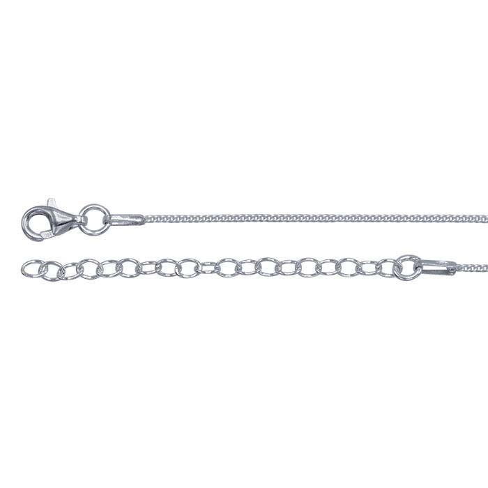 Sterling Silver 1mm Diamond-Cut Curb Chain Necklace Component