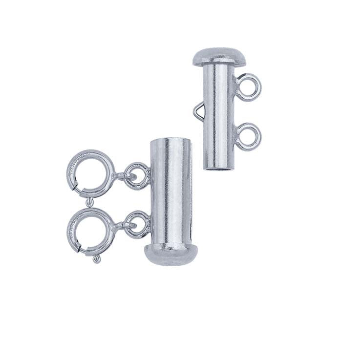 Sterling Silver Layering Clasp with Spring Rings, 2-Strand