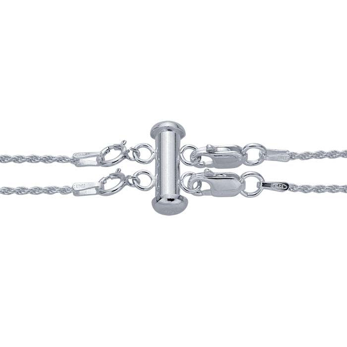 Sterling Silver Layering Clasp with Spring Rings, 2-Strand