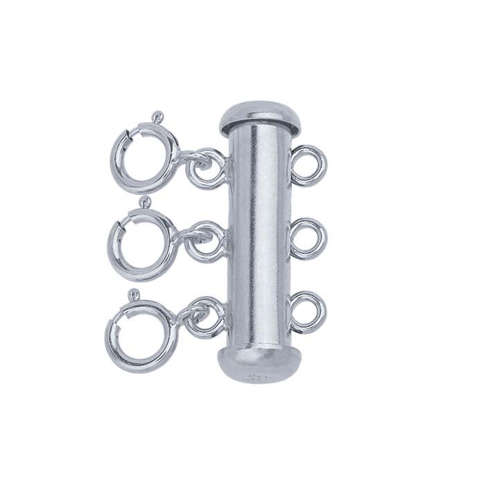 Sterling Silver Layering Clasp with Spring Rings, 3-Strand