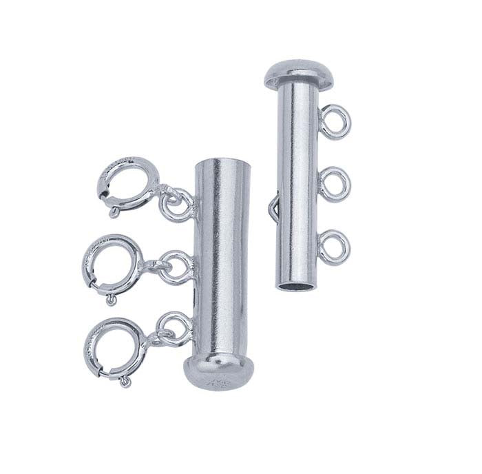 Sterling Silver Layering Clasp with Spring Rings, 3-Strand