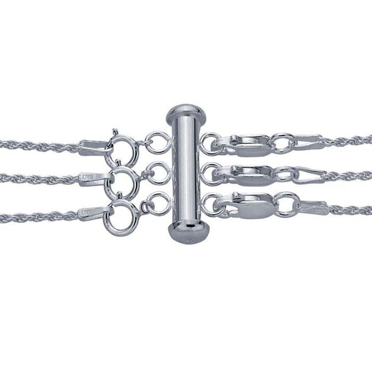 Sterling Silver Layering Clasp with Spring Rings, 3-Strand