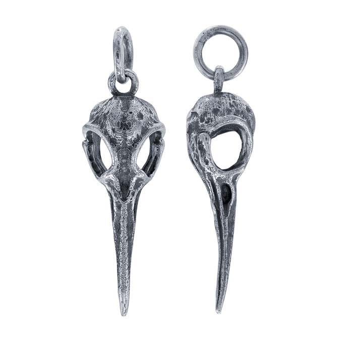 Sterling Silver Hummingbird Skull Pendant