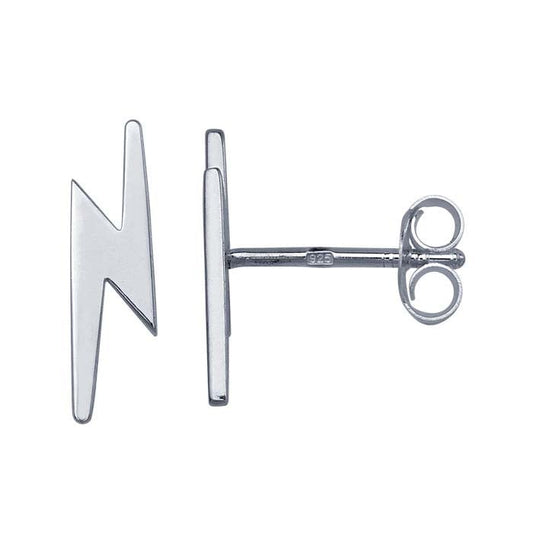 Sterling Silver Lightning Bolt Post Earrings