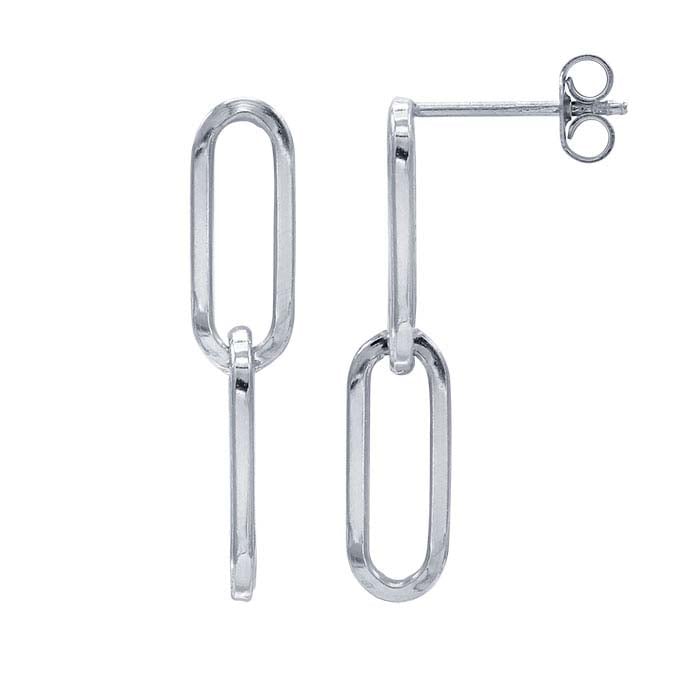 Sterling Silver Two-Link Paperclip Post Earrings