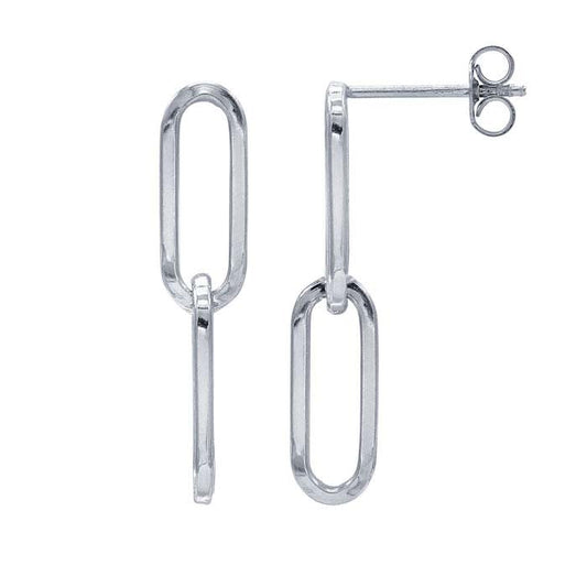 Sterling Silver Two-Link Paperclip Post Earrings
