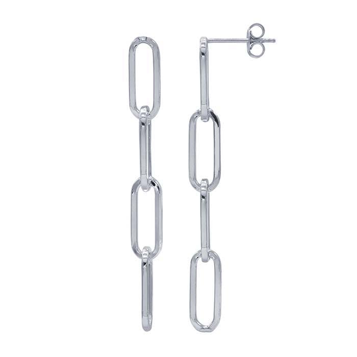 Sterling Silver Four-Link Paperclip Post Earrings