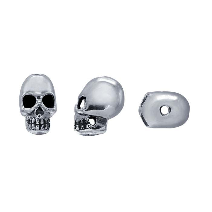 Sterling Silver 12 x 7mm Skull Bead