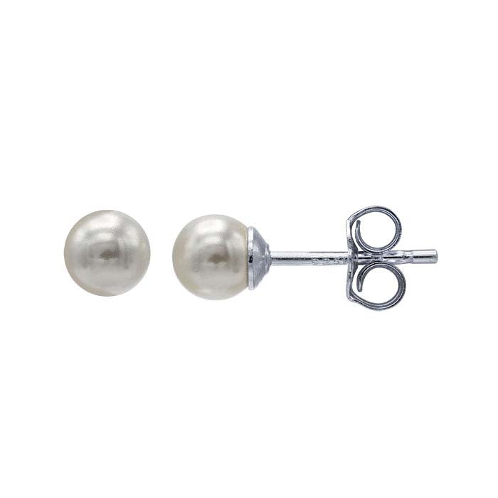 Sterling Silver Crystal Pearl-Set Post Earring