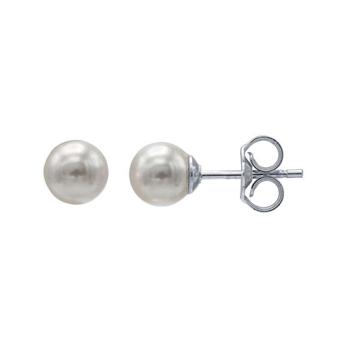 Sterling Silver Crystal Pearl-Set Post Earring