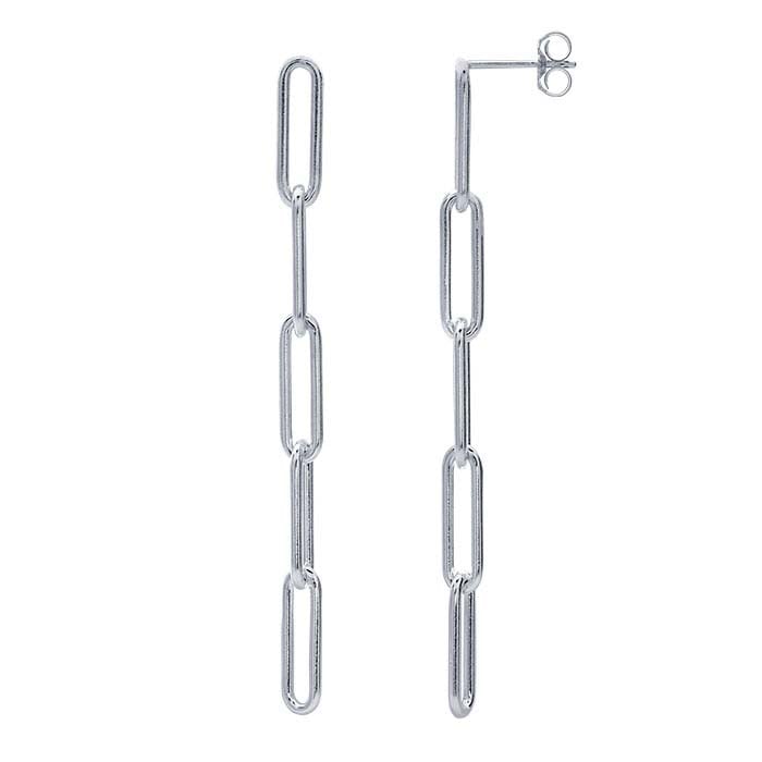 Sterling Silver Five-Link Paperclip Post Earrings