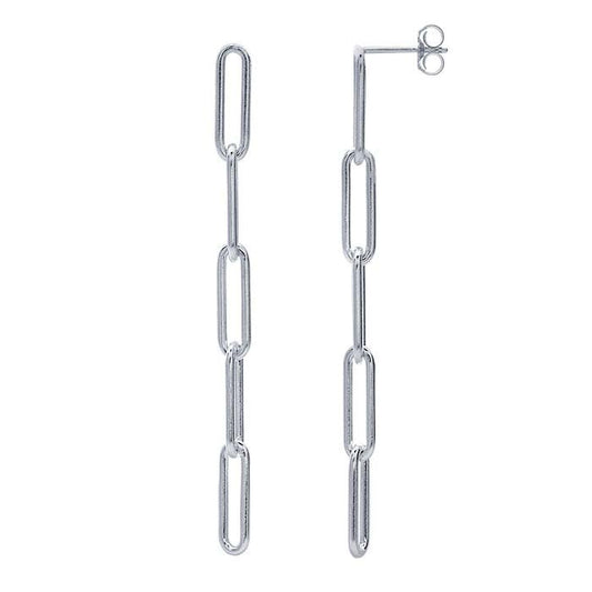 Sterling Silver Five-Link Paperclip Post Earrings