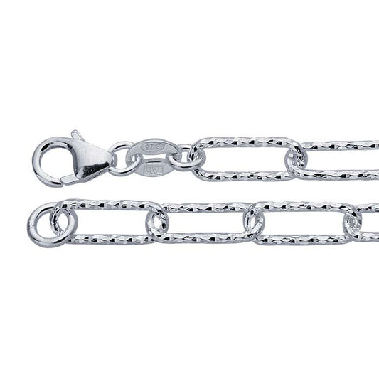 Sterling Silver Diamond-Cut Oval Cable Chain