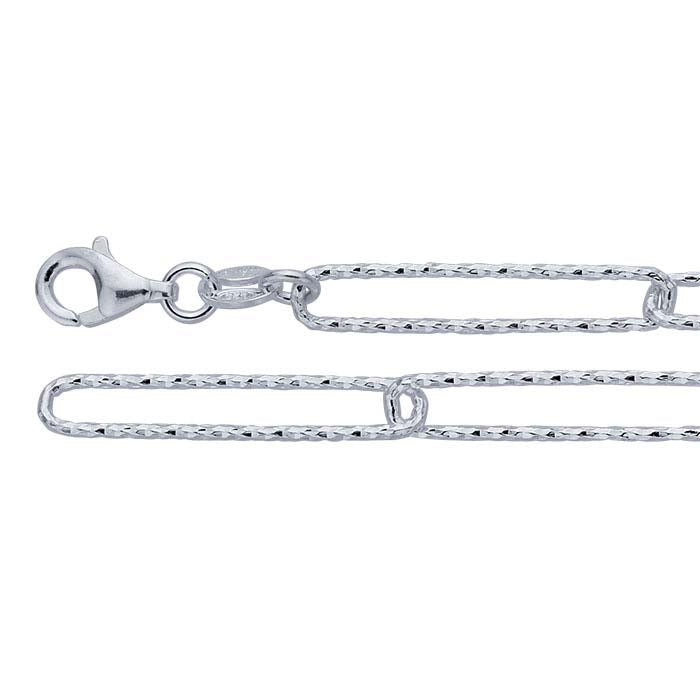 Sterling Silver 4.4mm Diamond-Cut Cable Chain