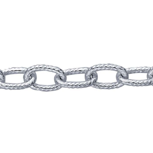 Sterling Silver Twisted Oval Cable Chain, By the Foot