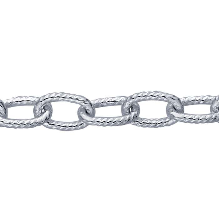 Sterling Silver Twisted Oval Cable Chain, By the Foot