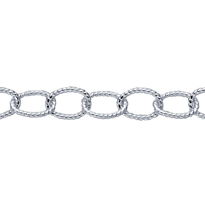 Sterling Silver 5.3mm Twisted Oval Cable Chain, By the Foot