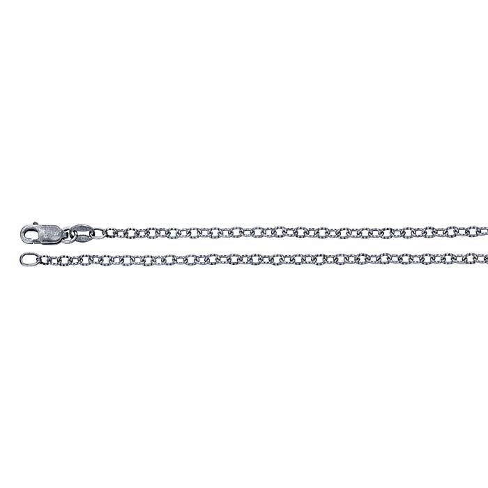 Sterling Silver Oxidized 2.4mm Pattern Flat Cable Chain