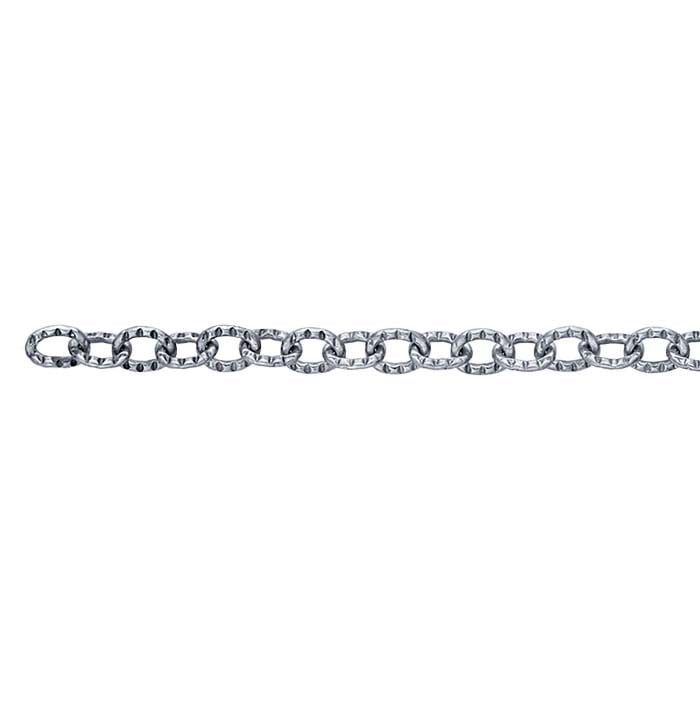 Sterling Silver Oxidized 2.4mm Pattern Flat Cable Chain
