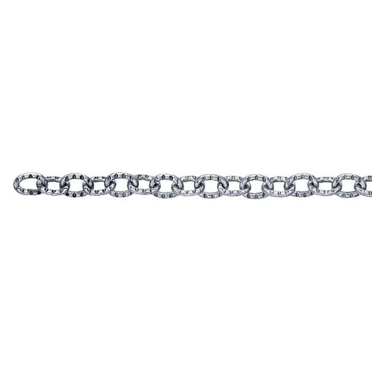 Sterling Silver Oxidized 2.4mm Pattern Flat Cable Chain