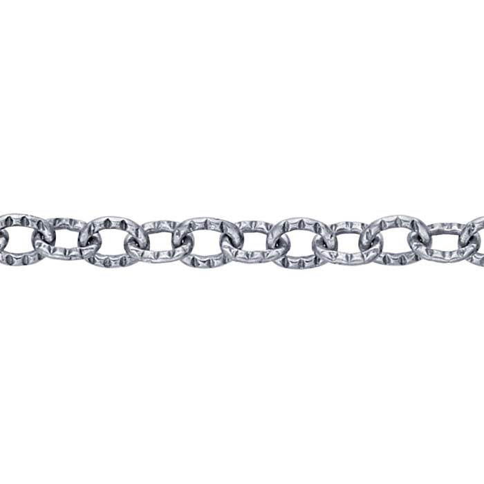 Sterling Silver Oxidized 2.4mm Pattern Flat Cable Chain