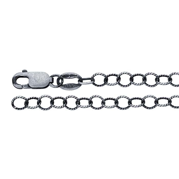 Sterling Silver Oxidized 3.1mm Pattern Cable Chain