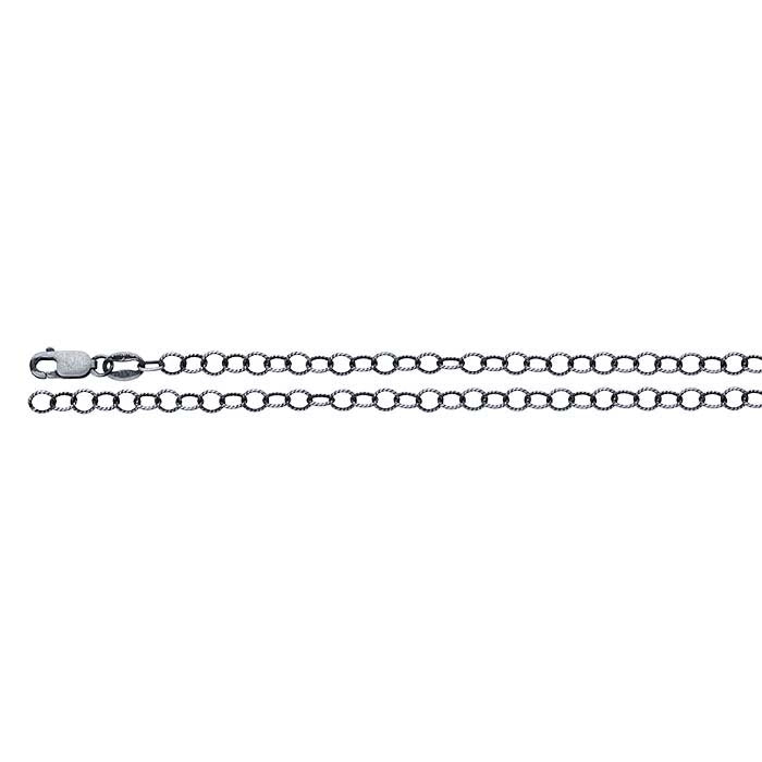 Sterling Silver Oxidized 3.1mm Pattern Cable Chain