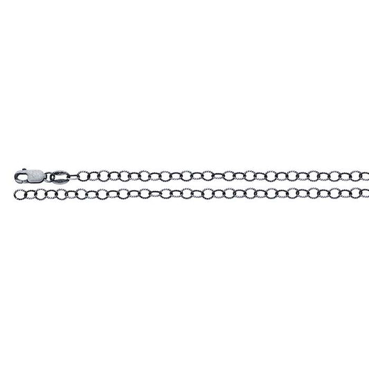 Sterling Silver Oxidized 3.1mm Pattern Cable Chain