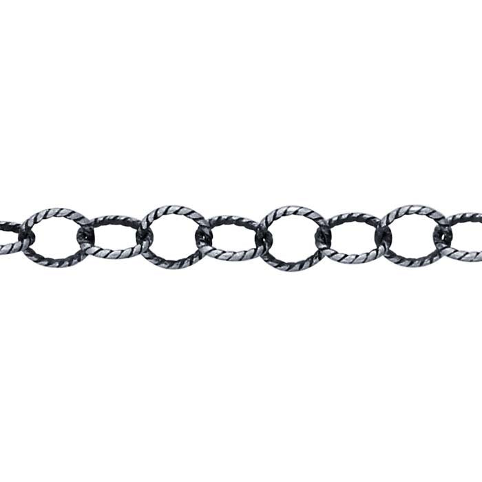 Sterling Silver Oxidized 3.1mm Pattern Cable Chain
