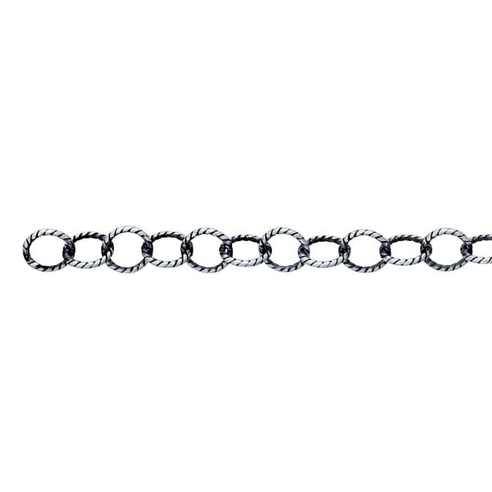 Sterling Silver Oxidized 3.1mm Pattern Cable Chain