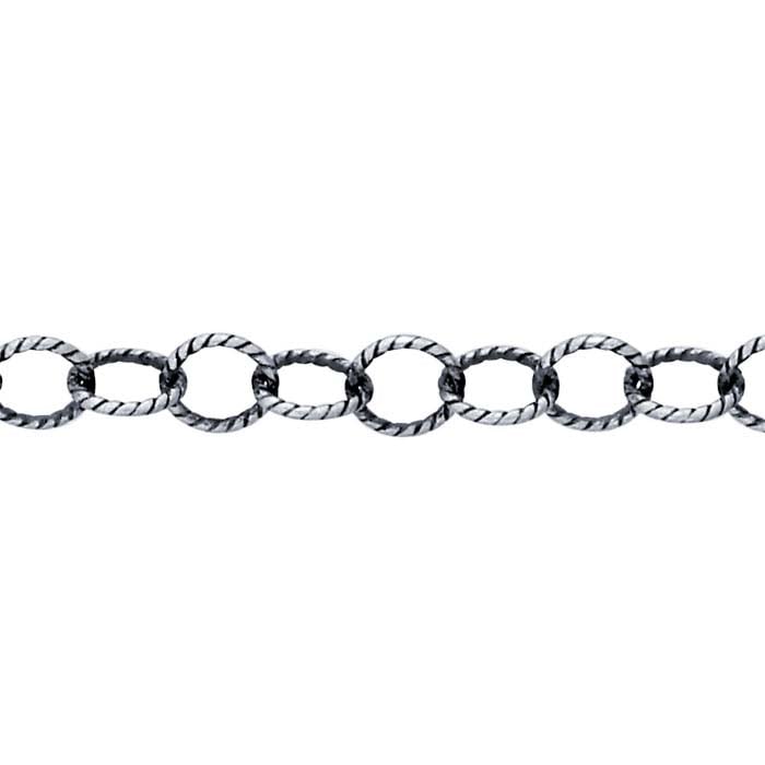 Sterling Silver Oxidized 3.1mm Pattern Cable Chain