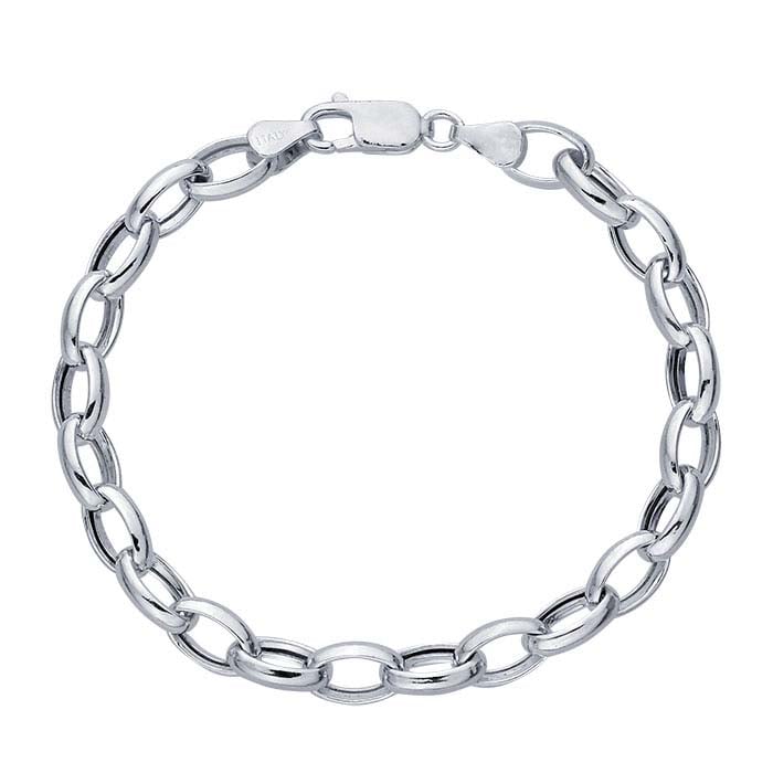 Sterling Silver 6.9 Hollow Round Rolo Chain Bracelet