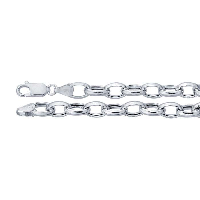 Sterling Silver 6.9 Hollow Round Rolo Chain Bracelet