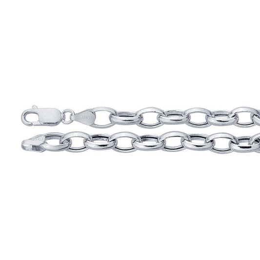 Sterling Silver 6.9 Hollow Round Rolo Chain Bracelet