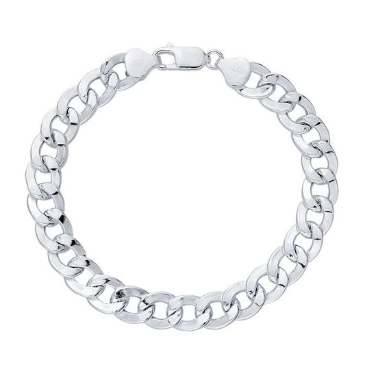 Sterling Silver 8.6mm Hollow Curb Chain Bracelet