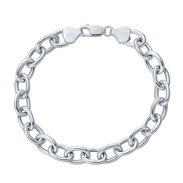 Sterling Silver 5mm Hollow Oval Cable Chain Bracelet