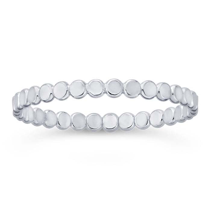 Anel de Contas Planas em Prata de Lei