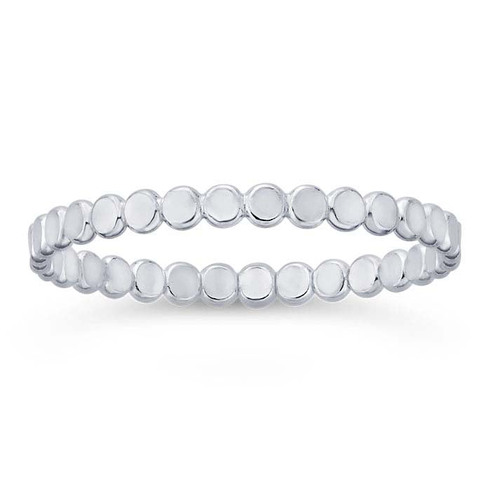 Anel de Contas Planas em Prata de Lei